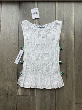 Princess Polly White Cotton Sleeveless Top with gem Tie Accents